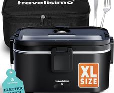 Extra-Large Heated Lunch Box  Holds up to 1.8L  80W Electric Lunch Box, Stainless Steel Heated Lunch Boxes for Adults 3 in 1 for Car, Electric Lunchbox 12V/24V/230V Self Heating Lunchbox
