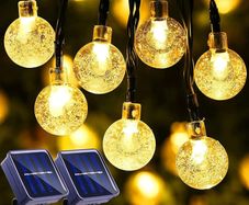 2 Pack Solar Garden Lights Outdoor, Total 72ft 120 LED Solar String Lights Waterproof, Solar Powered Crystal Ball Indoor/Outdoor Fairy Lights Decorative for Garden, Patio, Yard, Parties (Warm White)