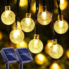2 Pack Solar Garden Lights Outdoor, Total 72ft 120 LED Solar String Lights Waterproof, Solar Powered Crystal Ball Indoor/Outdoor Fairy Lights Decorative for Garden, Patio, Yard, Parties (Warm White)