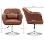 Lounge chair lumbar cushions height adjustable 360 swivel metal base brown Image 3