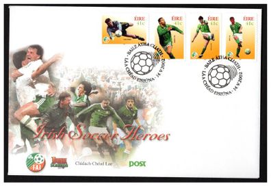 2002 Ireland World Cup Football (Packie Bonner, Roy Keane, Paul McGrath & David O'Leary) Booklet (self-adhesive) Commemorative Stamps An Post First Day Cover (FDC)