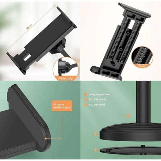 Universal Desktop Phone Holder Stand - Adjustable & Rotating Mobile Phone Mount for Video Recording Live Streaming and Conferencing - 08443