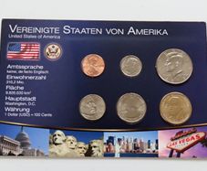 USA sealed BUNC certificated coins set incl JFK Half & George Washington Dollar