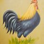 Pair of Vintage French Rooster Wood Panel Paintings - Signed Et. Latour Image 5