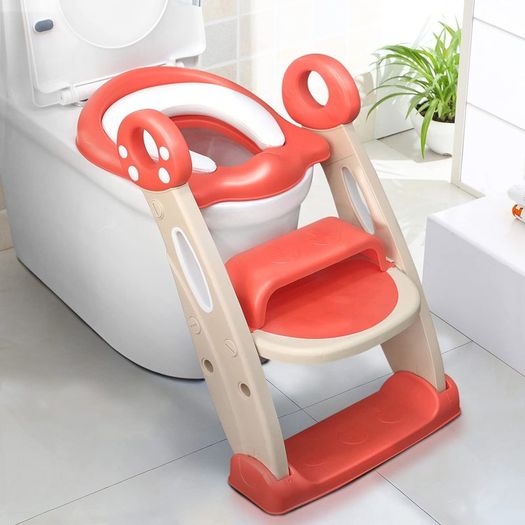 Adjustable Toilet Pad Seat For Toddler Baby Kid Boy Girl Foldable Potty Urinal Trainer Stool with Step Lightweight Portable Bathroom Ladder Chair with Grip Handlers