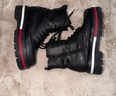Tommy Hilfiger Chunky Platform Lace-up ankle Flag Outsole Real Leather Lace Up Boots Size 6/39