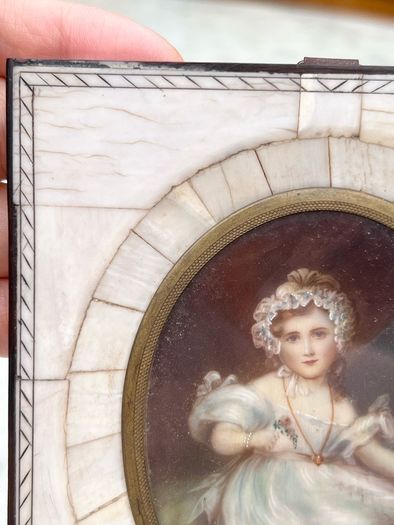 Antique miniature portrait of a lovely girl early 19th century