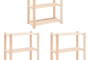 3-Tier Storage Racks 3 pcs 80x38x90 cm Solid Pinewood 150 kg