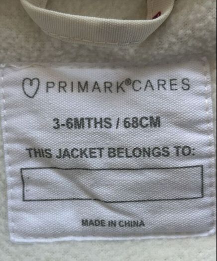Baby Girls Cream Jacket with Hood from Primark Age 3-6 months / EU 62-68cm