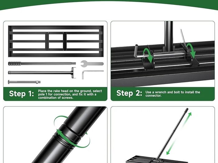Lawn Leveling Rake Level Your Lawn 3X Faster, Perfect Weight Balance, Heavy Duty Gardening Tools with Adjustable Handle, Not Too Heavy, Not Too Small,Easy Soil & Sand Spreading for Garden Yard Golf