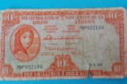 Irish 1968 Lavery ten shilling banknote in used condition