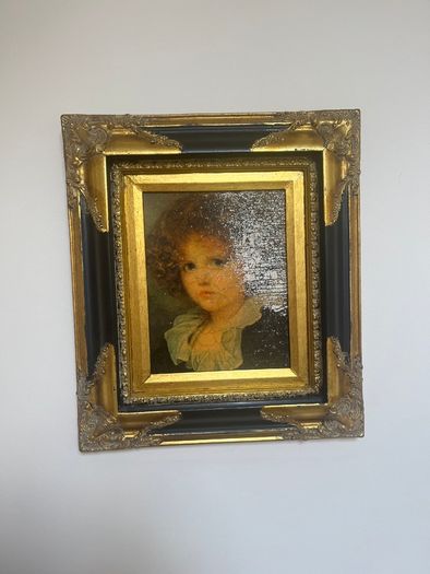 Pair of Vintage Style Framed Prints - Ornate Black & Gold Frames