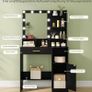 Dressing Table with Mirror and 10 LED Lights, Vanity Unit with 3 Shelves & 4 Open Compartments Image 3
