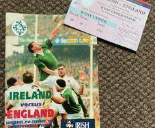 Very Rare 1995 Ireland v England - Five Nations Championship Programme + Match Ticket
