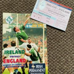 Very Rare 1995 Ireland v England - Five Nations Championship Programme + Match Ticket