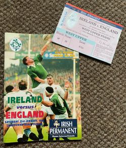 Very Rare 1995 Ireland v England - Five Nations Championship Programme + Match Ticket