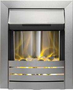 NEW SALE | Helios Brushed Steel Electric Fire with Pebble Bed Glow Effect