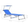 Folding Sun Loungers with Roof 2 pcs Aluminium&Textilene Blue Image 2