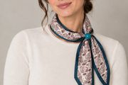 Paisley print neck scarf with teal ring detail