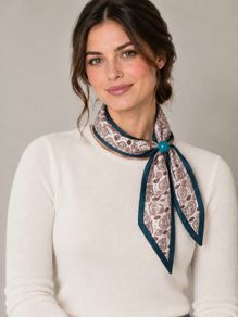 Paisley print neck scarf with teal ring detail