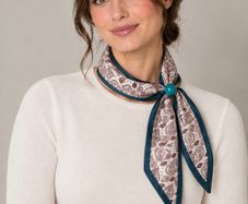 Paisley print neck scarf with teal ring detail