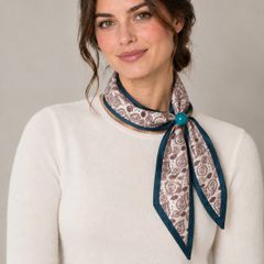 Paisley print neck scarf with teal ring detail