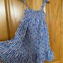 Girl's Blue and White Striped Cherry Summer Dress Image 3