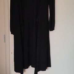 Cardigan, long, black, with ties