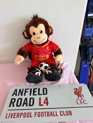 Liverpool FC teddy and anfield road sign