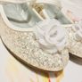 Girls white sparkly shoes Image 4