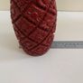 Amazingly Detailed Hand-Carved and Painted Wooden Bottle-Shaped Vase in Red - A Real Unusual Item, Carving reminiscent of a Pineapple! Image 10