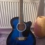 Blue acoustic bass guitar Image 2