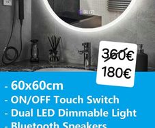 LED Bathroom Mirror 60cm Antifog Bluetooth Speakers