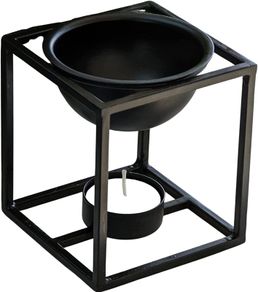Aromatherapy diffuser for wax melts or essential oil. Solid Iron incense burner essential oil diffuser diffusers for home., Black
