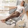 Rocking Chair Removable Cushion Side Pockets Wooden Legs Dove Grey Image 3