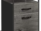 Filing cabinet with 2 drawers, mobile office cabinet with wheels, mobile pedestal, open compartment, hanging files, stable steel frame, industrial design, anthracite gray-black