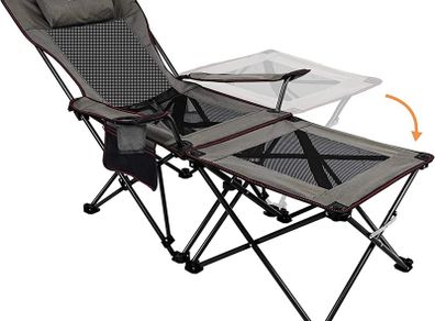 Camping Chairs Folding Reclining Portable Chair with Cup Holder Detachable Side Table and Carry Bag (FREE SHIPPING)