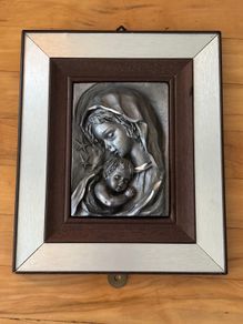 Vintage pewter picture of Mother & Child