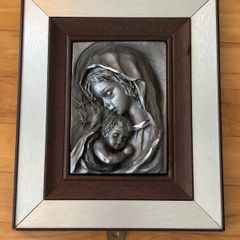 Vintage pewter picture of Mother & Child