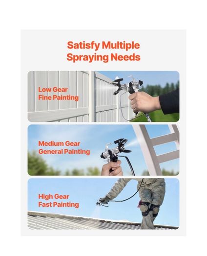 VEVOR Stand Airless Paint Sprayer, 750W 3000PSI High Efficiency Electric Airless Sprayer, Fine And Even Painting Effect, Handheld Paint Sprayers for Home Interior and Exterior Furniture and Fences