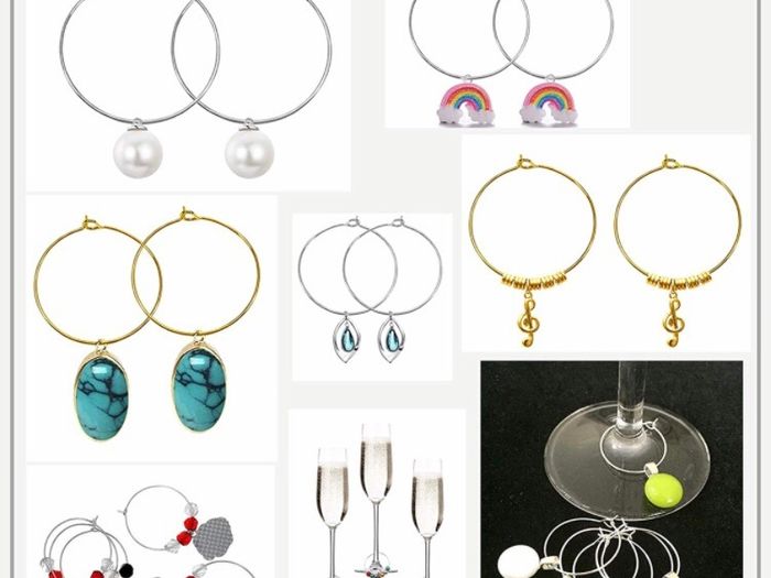 200pcs Wine Glass Charm Rings Silver Tone and Golden Earring Beading Hoop 25mm for Craft Making Party Favor (FREE POSTAGE)