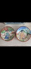 Pair of Vintage Hand-Painted Portuguese Ceramic Wall Plates - Signed 1994