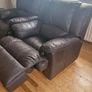 2x brown faux leather recliners Image 2