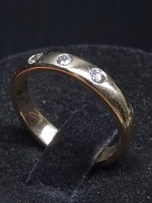 Vintage French 18ct Gold Diamond Ring Size 49 | 3 Natural Diamonds | 3.48g