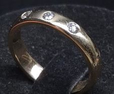 Vintage French 18ct Gold Diamond Ring Size 49 | 3 Natural Diamonds | 3.48g