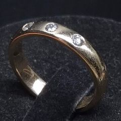 Vintage French 18ct Gold Diamond Ring Size 49 | 3 Natural Diamonds | 3.48g