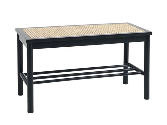 Black Rattan Bench Ottoman