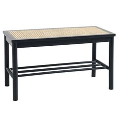 Black Rattan Bench Ottoman