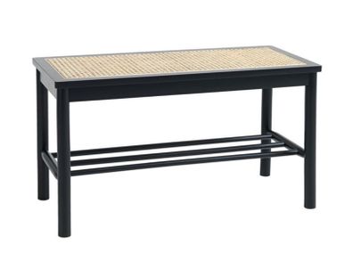 Black Rattan Bench Ottoman