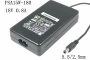 PHIHONG PSA15W-180 Switching AC Adapter- Laptop 18V 0.8A, 5.5/2.5mm,2-Prong,Used